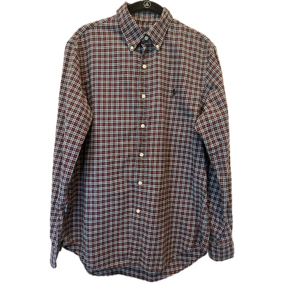 Ralph Lauren Other - Ralph Lauren Red Blue Black Checkered 100% Cotton Shirt Black Pony Sz Medium